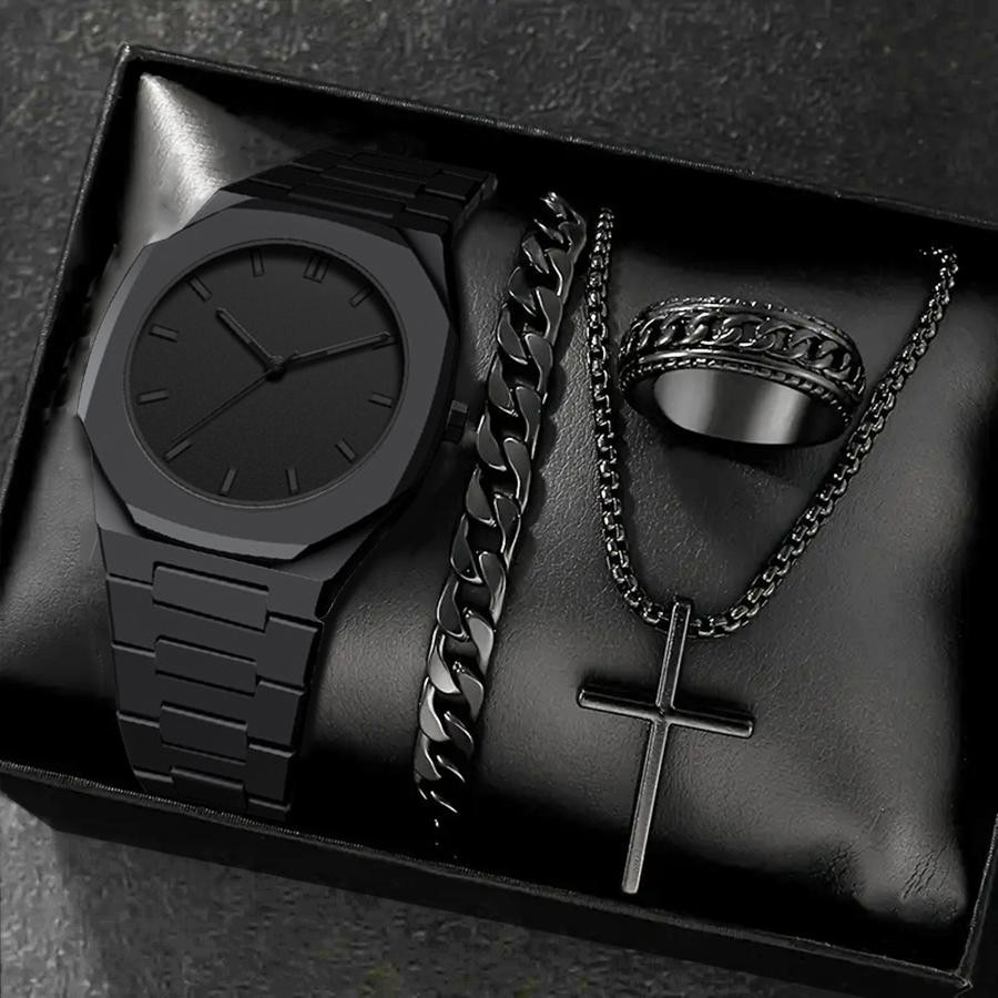 Resin Art Watch - Conjunto de relógio masculino 4 peças