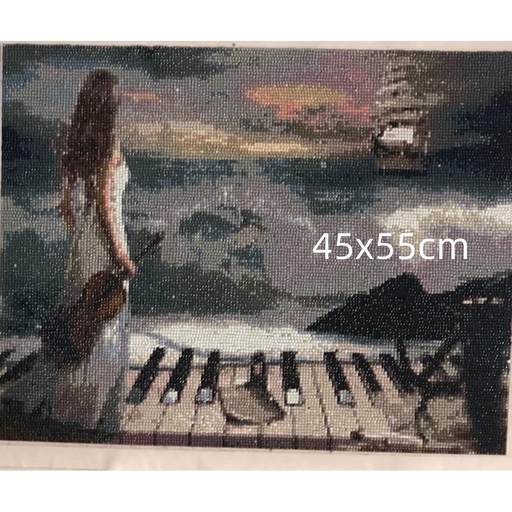 Menina jogando piano diy 5d ki - Resin Art Studio avaliação e preço